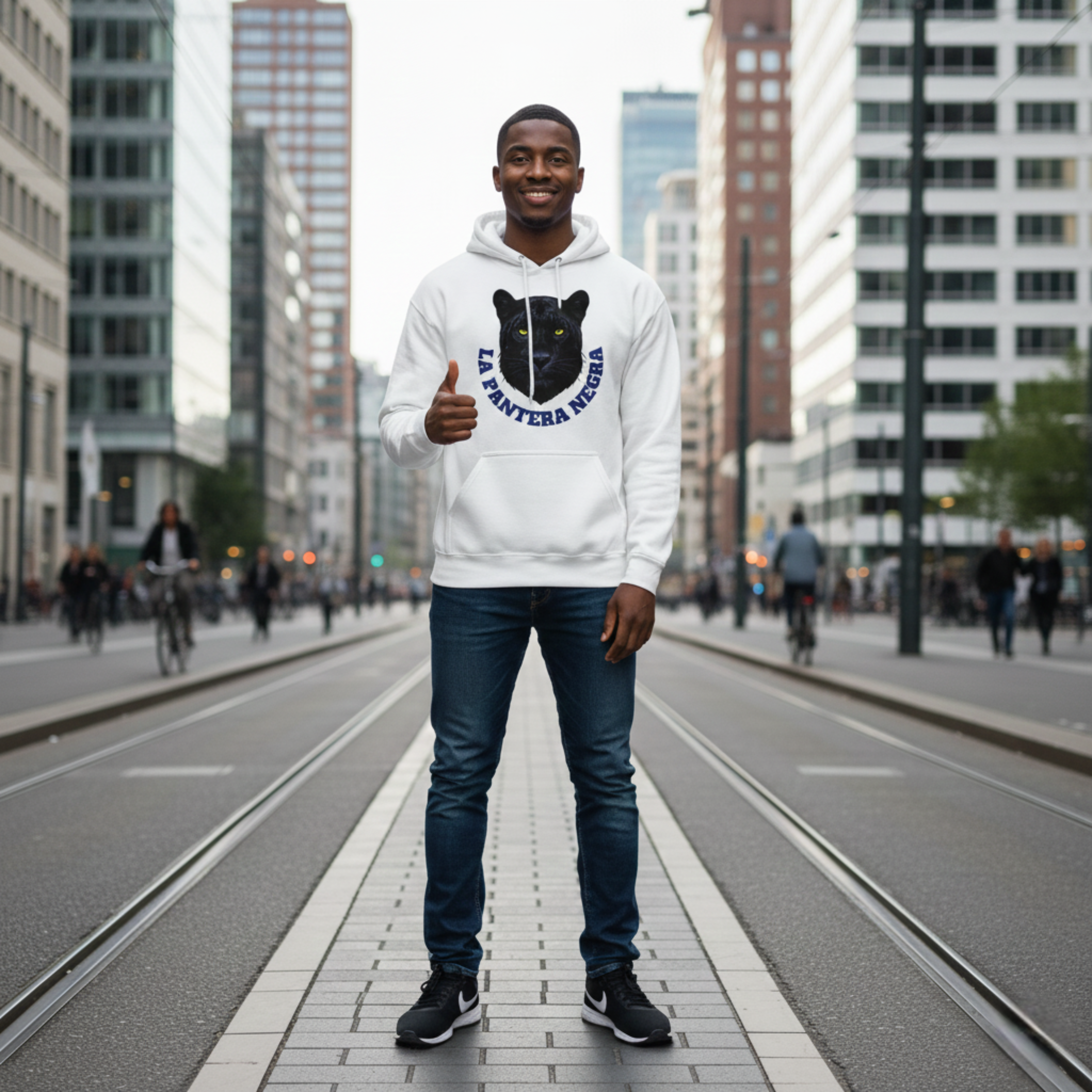 La Pantera Negra | Blue Wave White & Blue Pullover Hoodie